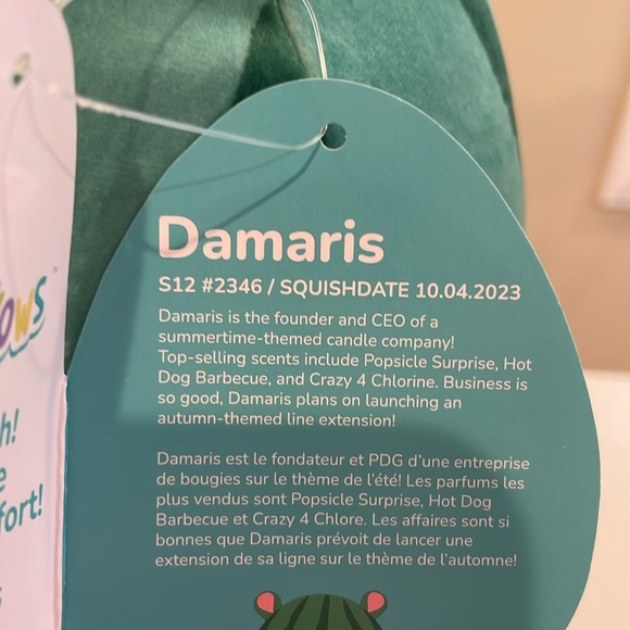 ⚡️NWT 12” Damaris the Watermelon Hippo 🍉 Squishmallow - Crossover Squad Series 1 - Picture 5 of 6